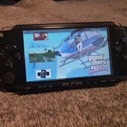 Playstation Psp Black 1000 Phat Mod--ded Video Game Console 