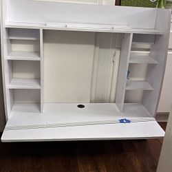 White Wall Mounted Or Floating Desk.  Used