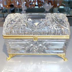 Antique Fine Italian Crystal Gilt Treasure Box