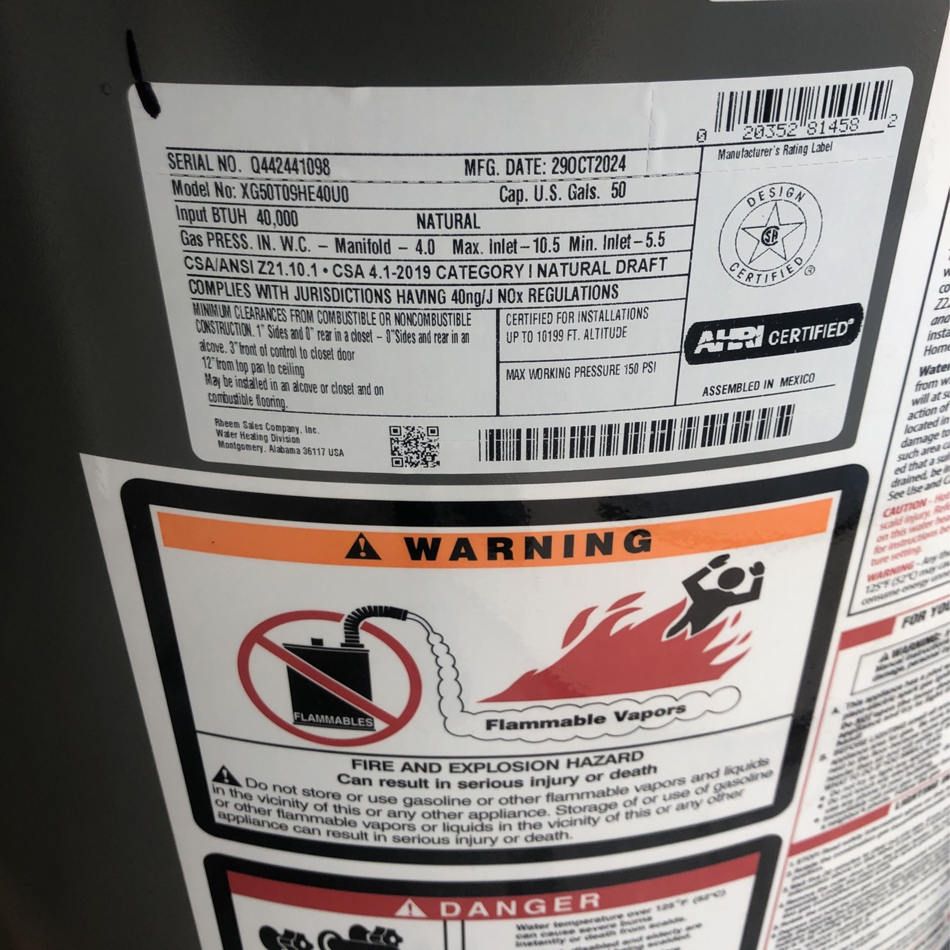 Gas Water Heater 50 Gallons 