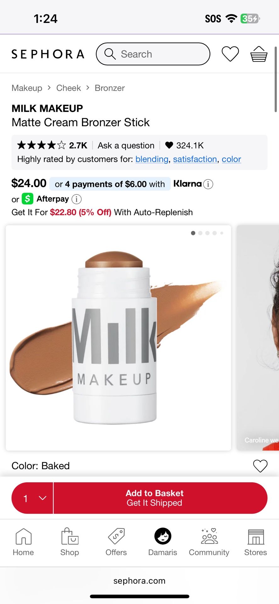 MILK MAKEUP Matte Cream Bronzer Stick