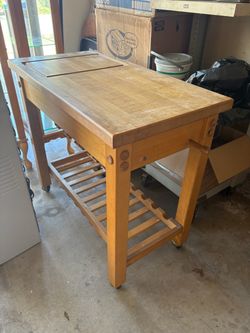 solid maple butcher block kitchen island cart