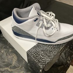 Nike Air Jordan 3 Retro White, Midnight Navy Size 14. Worn Once