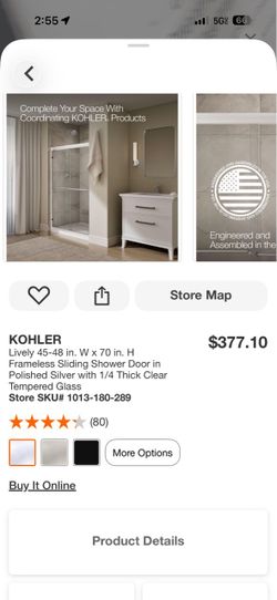 Kohler Lively Frameless Sliding Shower Door