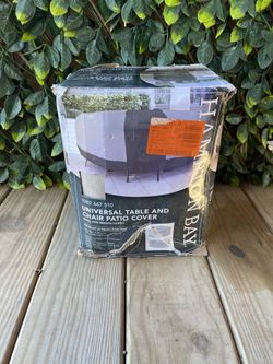 Hampton Bay Round Table Outdoor Patio with Chair Cover