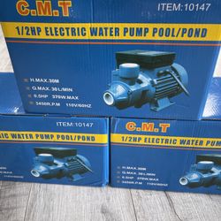 1/2HP ELECTRIC WATER PUMPS FOR POOLS/POND -(5 Motors)