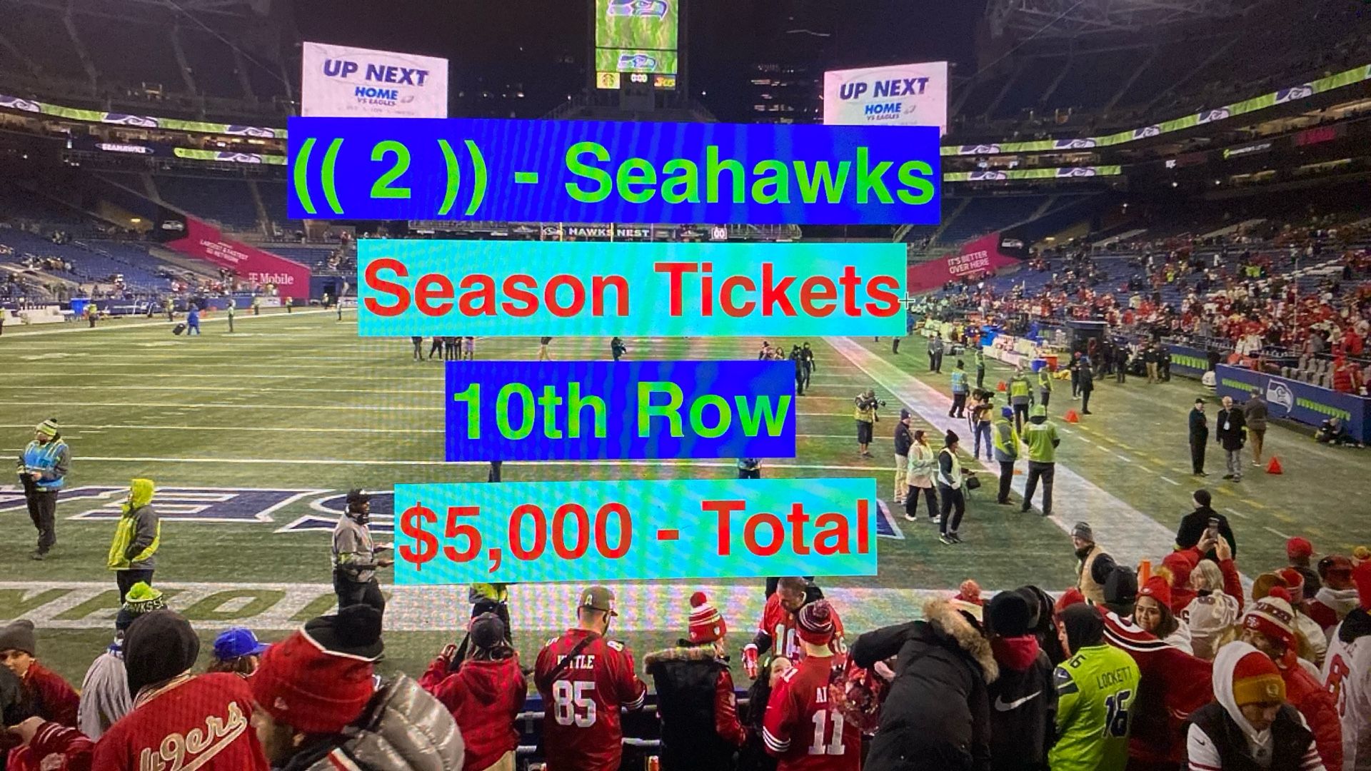 Seahawks Season Tickets Colts 49ers Bucs Rams Vikings