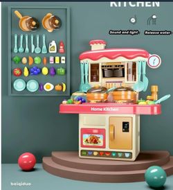 Kids Kitchen Toy Set, Toddler Kitchen Set with Sound and Light, Stove, Play Sink and Toy Kitchen, 31 Piece Set for Kids 2-12 Years Old