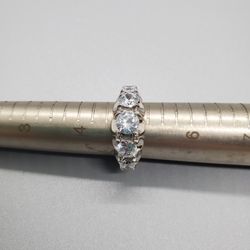 Sparkling White Topaz And Sterling Silver Ring