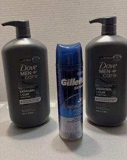 2 Men’s Dove Body Wash 30 ounce each and Shave Gel lot