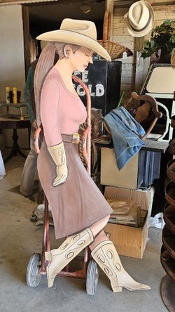 Hand Painted Metal Cowgirl