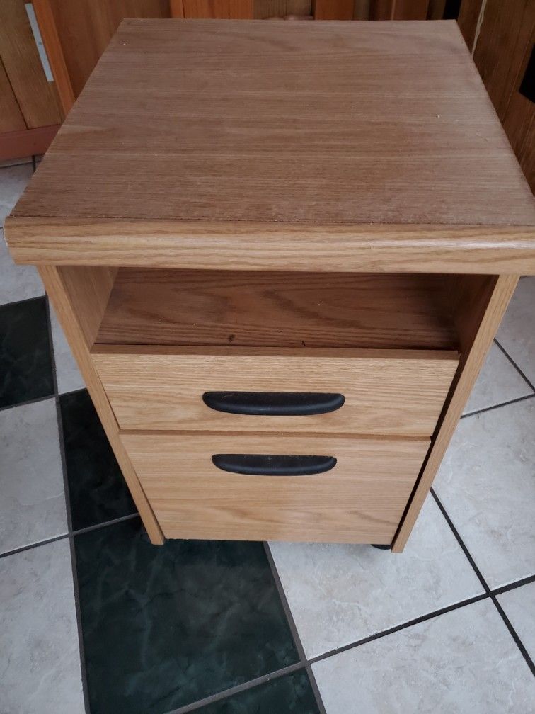 Cabinet/ 2 Drawer/ Wood Like/ Wheeled 