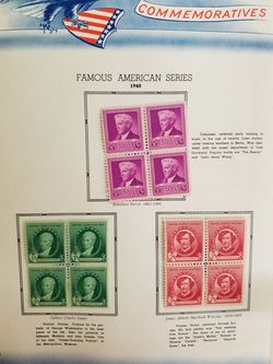 1940s blocks of US commemorative stamps