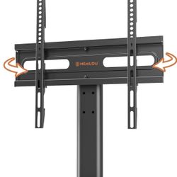 Universal Swivel TV Stand - Table Top TV Stand for 27-60 inch LCD LED TVs - Height Adjustable TV Base Stand with Tempered Glass Base & Wire Management