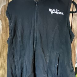 Women’s Harley-Davidson Vest, size 2XL, fleece, genuine motor clothes, black zip-up 