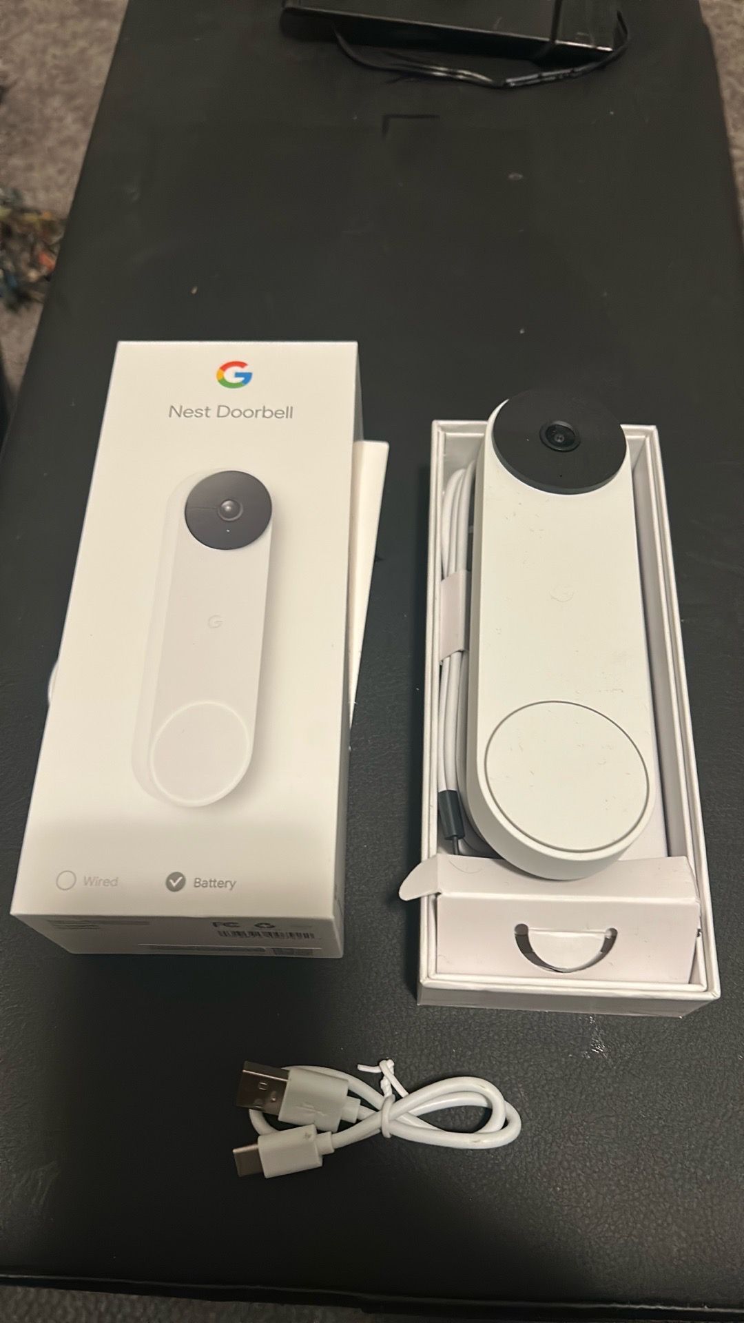Google Nest Doorbell (Battery) - Snow: Wireless Video Camera & Mic