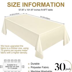 Ivory White Polyester Table Cloths (18pk)