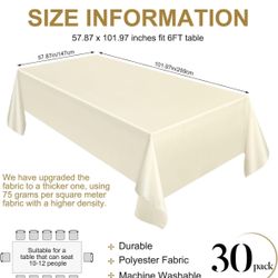 Ivory White Polyester Table Cloths (18pk)