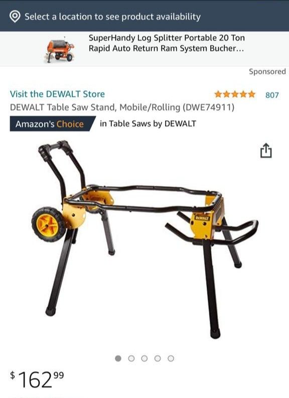 Dewalt Table Saw Stand. Mobile /Rolling (DWE74911) for Sale in