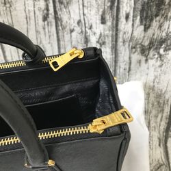 Prada Double-Zip Small Tote Bag Nero Saffiano Leather Black