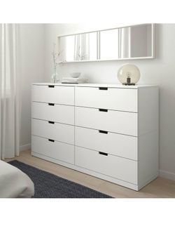 IKEA NORDLI 8-DRAWER DRESSER, WHITE, 63X39”