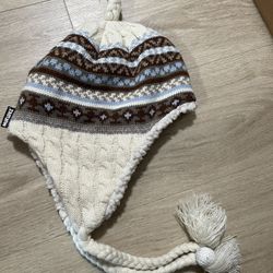 Womens Knit Fleece Lined Beanie Pom Pom Hat Snotflake