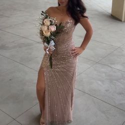 Formal Rose Gold Sequence Corset Dress