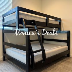 Solid Wood Twin/Full Bunk Bed With Both Mattresses $640
