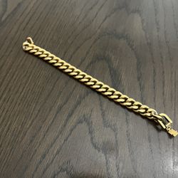Gold Cuban Link Bracelet 8mm Size 8”