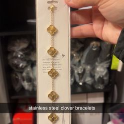 stainless steel clover bracelets 