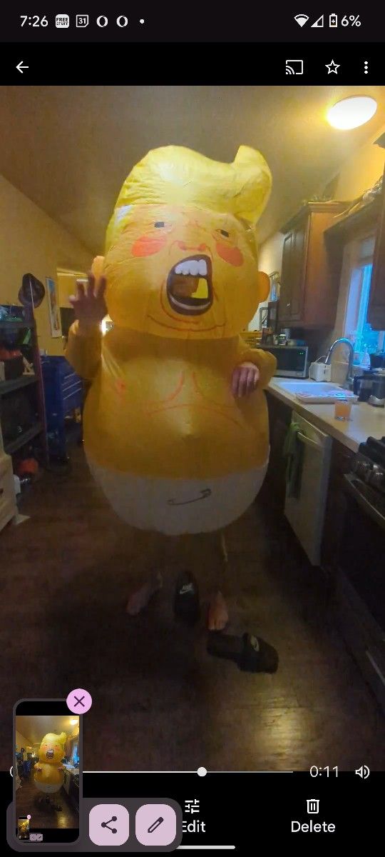 Blow Up Trump In A Diaper Costume. Everything Is Mint
