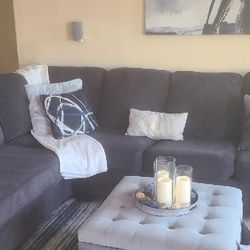 Dark Blue Sectional Sofa With Chaise / Lounge