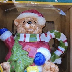Collectible  Ceramic christmas Santa Bear Teapot  Hand Painted  Royal Seasons