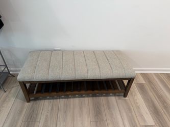 Upholstered Bench with Bottom Shelf