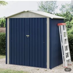 New Navy Blue 4x6ft Metal Storage Shed