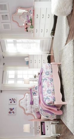 White/Pink Poster Youth Bedroom Set (Twin, Full Size Bedroom Set) Queen and King Bedroom set available