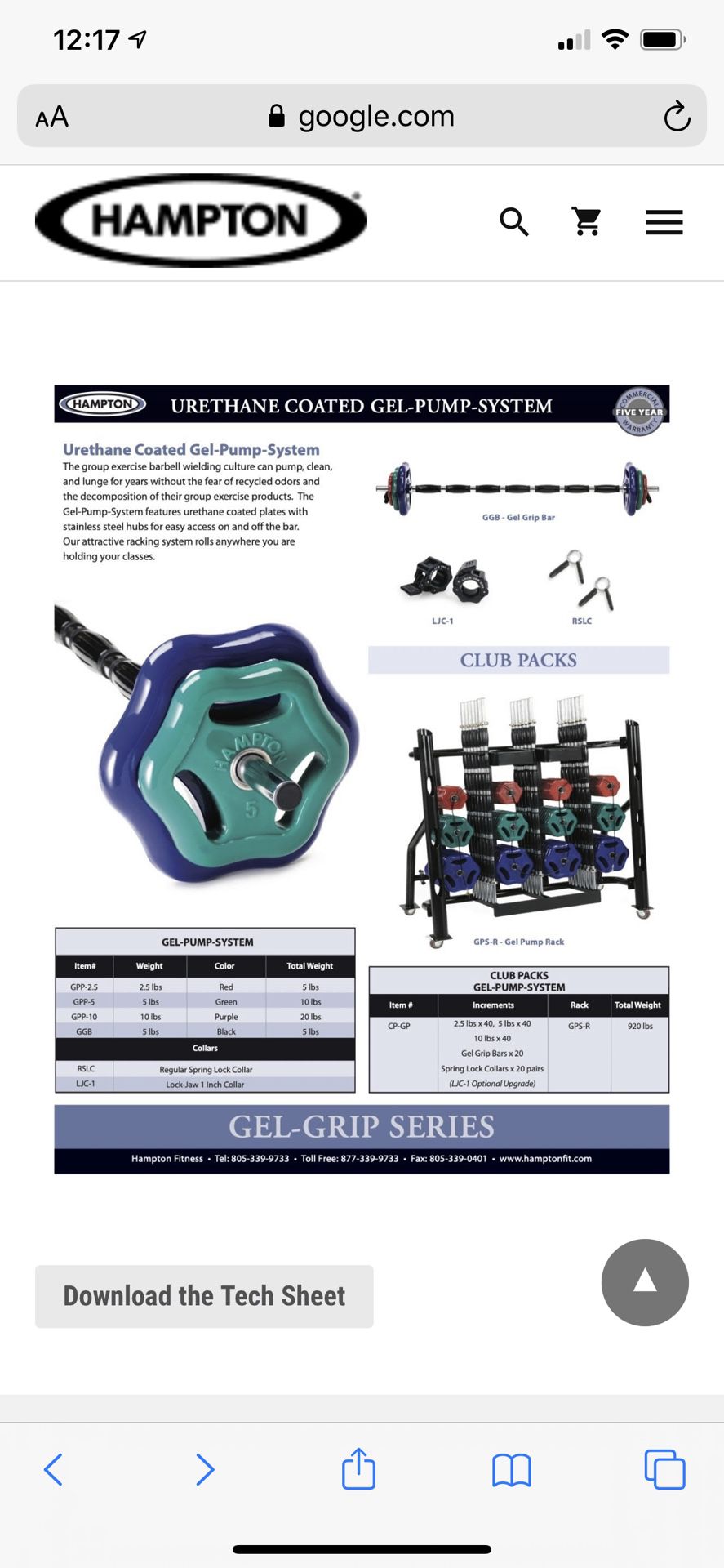 Gel grip set of weights - Body Pump / Grit / Les Mills