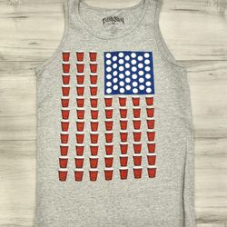 FIFTH SUN BEER PONG AMERICAN FLAG TANK TOP JULY 4th SIZE SMALL