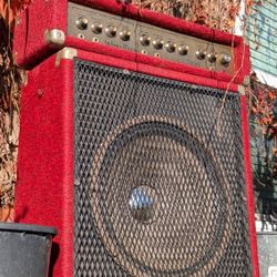 Vintage Wurlitzer 7100 Amp & Speaker Cabinet Set Maroon Guitar Amplifier