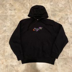 Nike Swoosh Embroidered Flowers & Butterflies Hoodie Small Pullover
