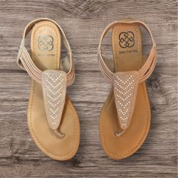 Daisy Fuentes Tan Sandals with Rhinestone Details