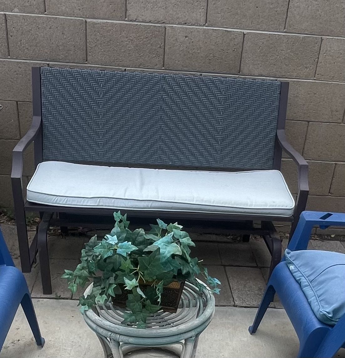 patio metal swinging bench $60