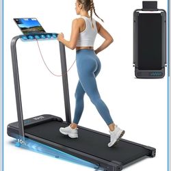 😀 WELLFIT Folding Treadmill 320+ lbs Capacity Portable Treadmills with Handlebar, Under Desk Treadmill for Home Office,Low Noise Walking Pad