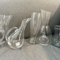 Set of 5 Glass Carafes / Wine Decanters – Modern & Unique Shapes