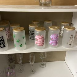 Custom 16oz Glass Cups With Straw 