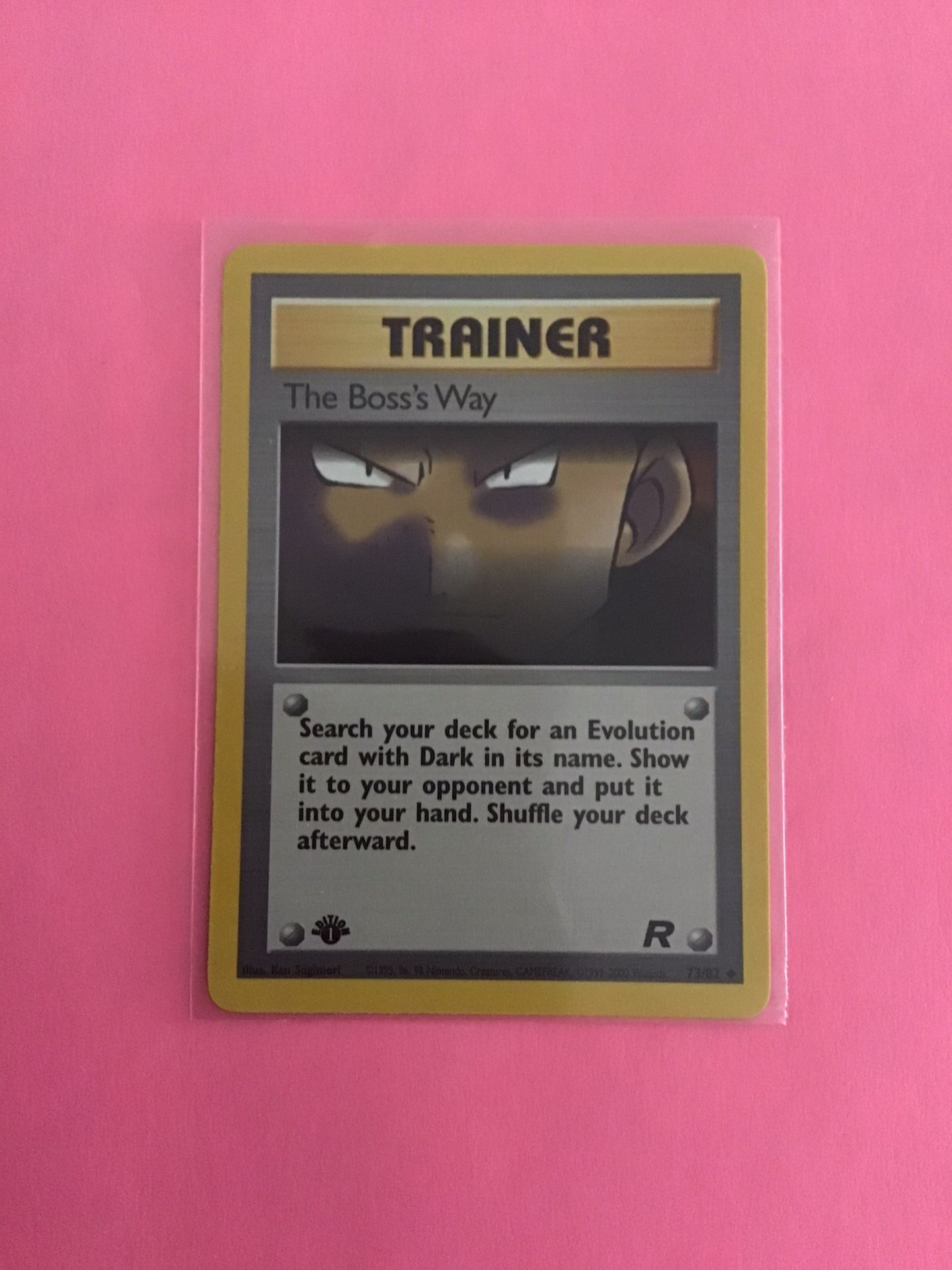 1st edition The Boss’s Way Trainer Pokemon Card from Team Rocket