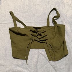 Green Laced Up Crop Top