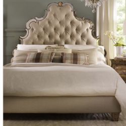 Upholstered Platform Bed with High Tufted Headboard