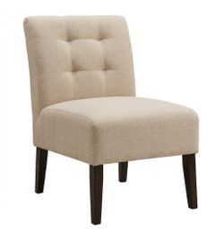 Lewahom Slipper Accent Chair Modern Armless Lounge Chair with Wood Legs Upholstered Makeup Vanity Tufted Side Chair Fabric Comfy with Decor Back for L