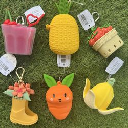 6 summer themed pocket back hand sanitizer holders